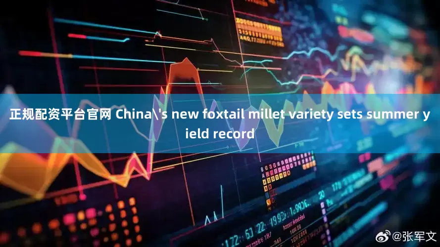正规配资平台官网 China's new foxtail millet variety sets summer yield record